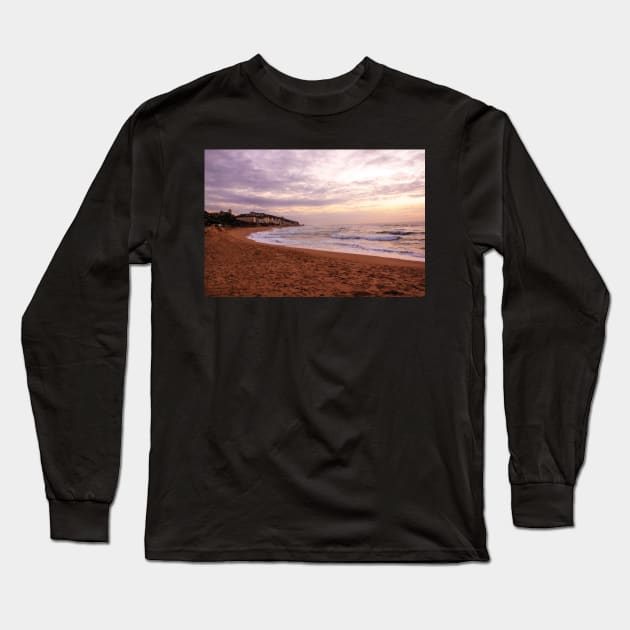 Beach sunrise in Durban South Africa Long Sleeve T-Shirt by Bubsart78